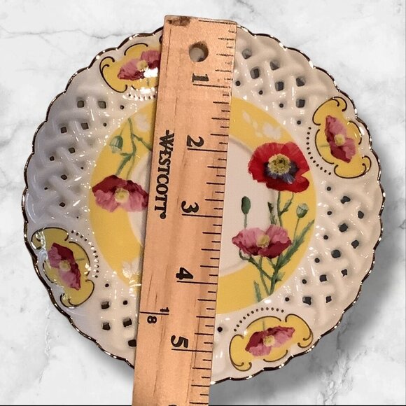 Grace Teaware Poppy Floral Cup & Lattice Saucer Set With Salad Plate 3pc Set - Picture 11 of 16